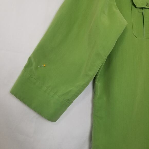 Liz Claiborne 3/4 Sleeve Button-up Blouse Green Rayon Poly Blend Size Large - Picture 4 of 8